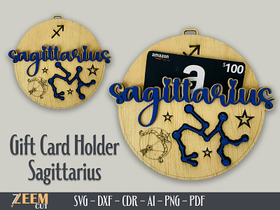 Sagittarius Zodiac Gift Card Holder SVG Laser Cut Files Template
