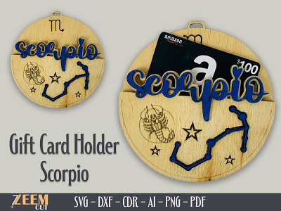 Scorpio Zodiac Gift Card Holder SVG Laser Cut Files Template