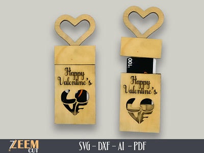 Valentines Gift Card Holder SVG Laser Cut File Template