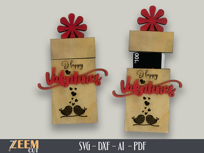 Valentines Gift Card Holder SVG Laser Cut File Template dxf files gift card holder template glowforge files laser cut files valentines gift card holer svg
