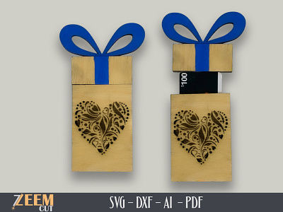 Valentines Gift Card Holder SVG Laser Cut File Template dxf files gift card holder template glowforge files laser cut files valentines gift card holder svg