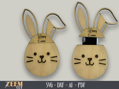 Easter Bunny Gift Card Holder SVG Laser Cut File Template