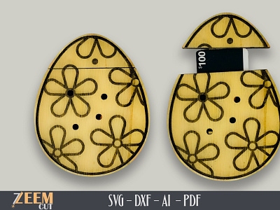 Easter Egg Gift Card Holder Laser Cut SVG Files Template dxf files easter egg gift card holder svg gift card holder template glowforge files laser cut files svg files