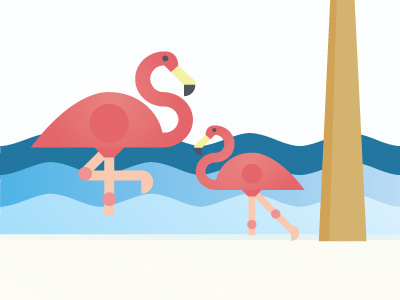 Flamingo's animals design flamingos gradient ocean vector