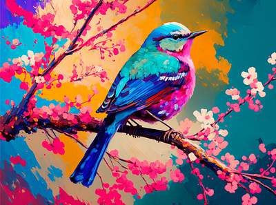 Bird ai canvas print graphic design illustration painting wall art