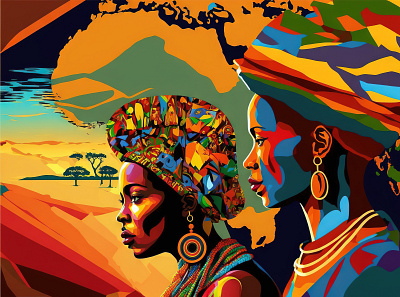 Africa ai canvas print illustration logo painting wall art