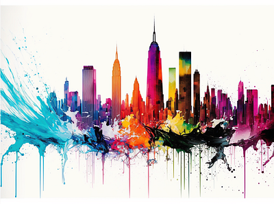 Cityscape NYC ai canvas print design illustration painting wall art