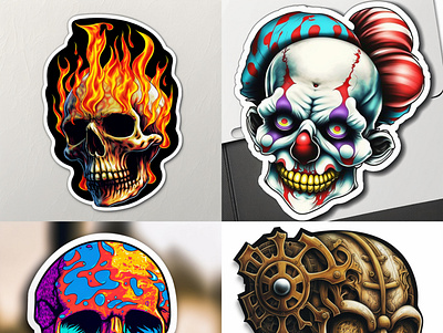 skulls ai graphic design illustration painting sticker