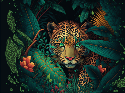 leopard ai canvas print illustration painting wall art
