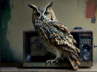 owl ai canvas print illustration painting wall art