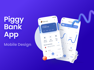 Piggy Bank App bank app branding credit card mobile app piggy bank piggy bank ui transction app