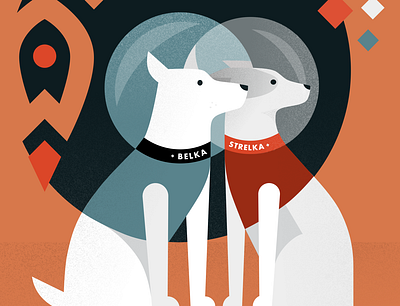 Belka & Strelka austronaut belka dogs figma illustration strelka