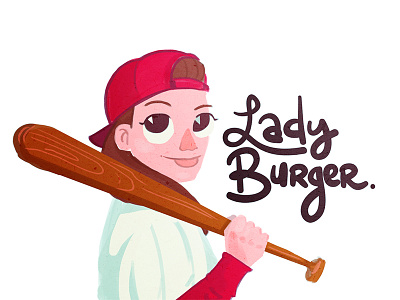 WIP Lady Burger character illustration