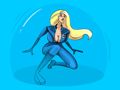 Invisbile Woman character design illustration