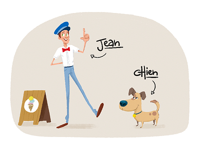 Jean & son chien animation character design dog