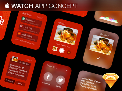 Apple Watch App Concept - Free .Sketch Download apple free gui iwatch sketch vector watch yelp