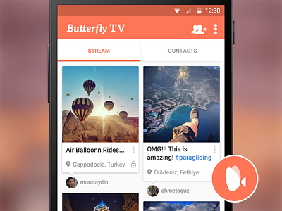 Home Screen - Butterfly TV Mobile App android app feed google material material design mobile nexus stream