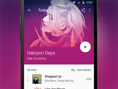 Material Design Music Player (Sketch freebie) android app freebie freebies material material design mobile music player sketch