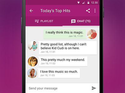 Material Design Chat Screen android app chat material material design mobile music sketch
