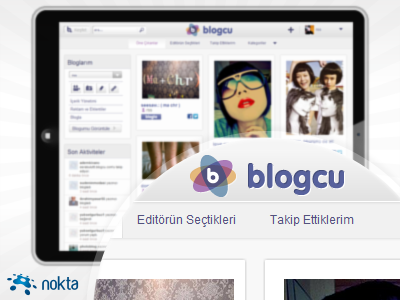 Blogcu blog header homepage interface nokta ui ux website