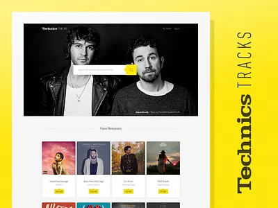 Technics Tracks homepage music redesign responsive startpage technics tracks ui ux website