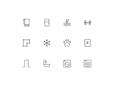 Property Rental Icon Set apartment appliance fitness fridge gym icon pack icon set icons lease lending pool spa