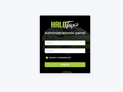 Client Taxi Panel Login Window