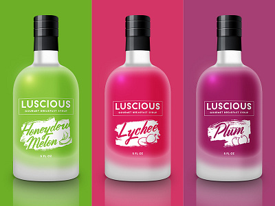 Luscious: Gourmet Breakfast Syrup branding breakfast colorful food fruit package design packaging saturated colors syrup