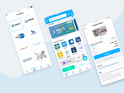 Pharmacy App add to cart banner blue cart category clean gradient medical medicine page pharmacy photoshop product details simple ui uiux ux xd xd design