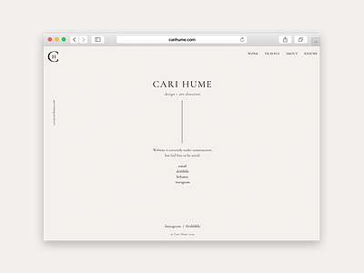 CariHume.com .com clean landing page portfolio typography webdesign website