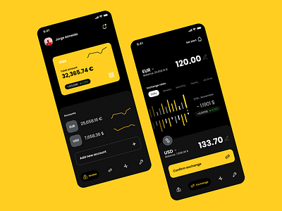 Currency Converter app bank cards clean crypto currency dashboard design flat graphs interface minimal mobile money ui