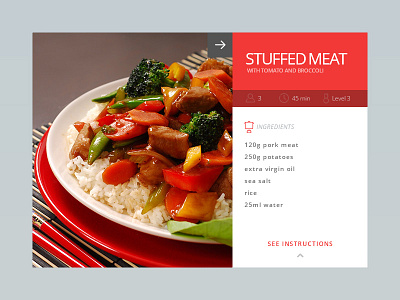 Day 009 - Recipe Card 100 card days design food minimal red ui web