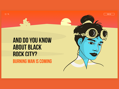 Burning sky in the Black Rock City artwork aviator blue people burningman design gradiant illustration red ui ux web