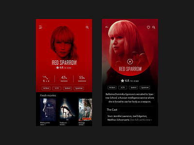 Movies information and trailer app kit Red style . app branding design illustration minimal ui ux