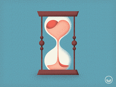Time with those you love. flat heart hourglass illustration stipple texture valentines vector