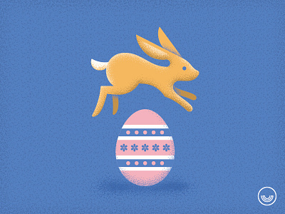 Happy Easter! blue bunny clean design easter egg flat illustration rabbit vector