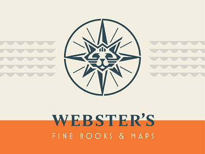 Webster's Fine Books & Maps branding cat compass icon logo logomark logotype nautical star sun