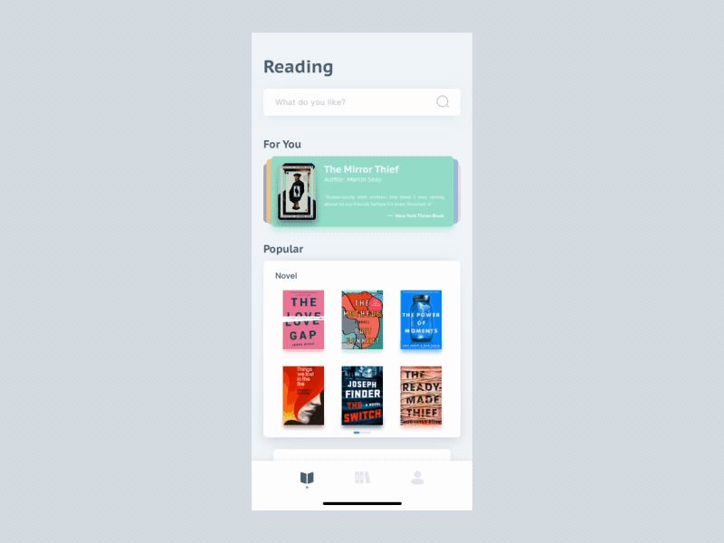 Reading motion app ui