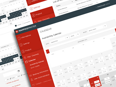 Booking Channel Manager app calendar clean design flat interface light responsive ui ux web