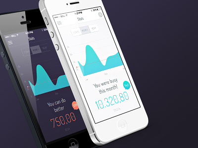 Time Tracking App for IOS app black design graph interface mobile stats time tracking ui white