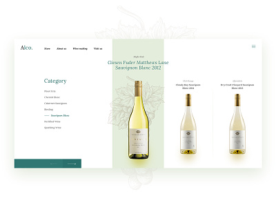 Product category - Alco alcohol flat french wine grapes page webdesign wine