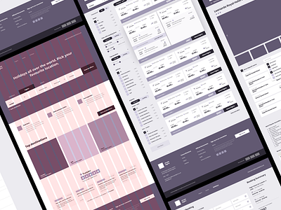 Wireframes for Holiday Booking Website