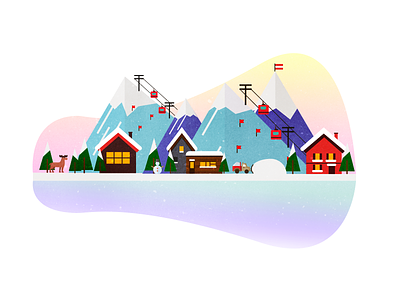 Alps, Winter Sports Illustration