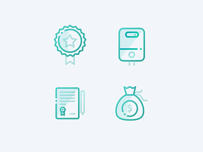 Custom icon set for VAILLANT boiler certificate custom graphics document first class icongraphy icons money outline vector winner