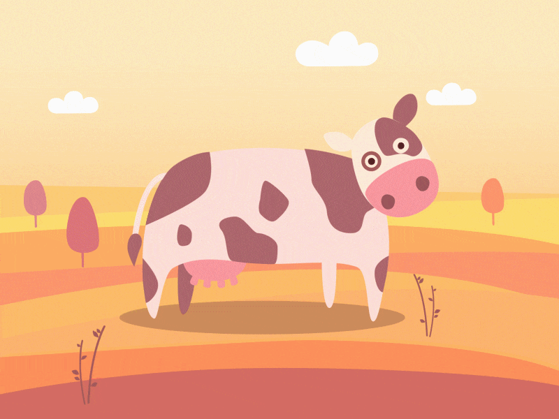 cow animation butterfly cow farm gif summer
