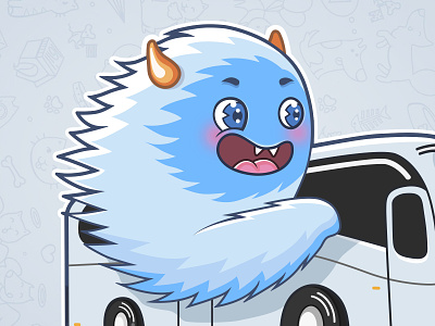 Yeti sticker bus illustraion monster sticker telegram yeti