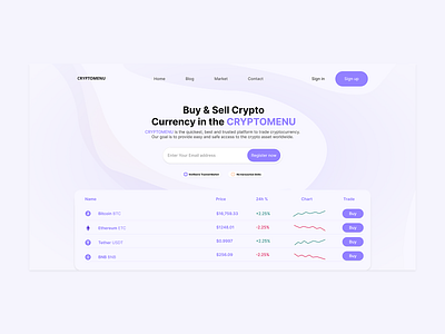 CRYPTOMENU website UI Design 2023 crypto crypto landing page crypto ui crypto website design landing page ui uiux ux web page ui website design ui website ui