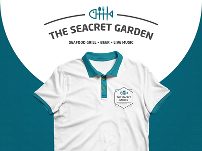 The Seacret Garden - Seafood restaurant logo branding branding design fish fish logo flat fork illustration knife logo logodesign logotype restaurant restaurant branding restaurant logo seafood simple symbol tshirt design tshirts vector