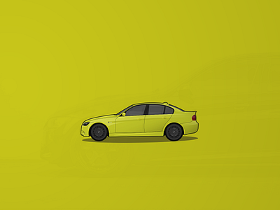 BMW E90 3 Series 2d automotive automotive design bmw car car art creative creative illustration digital art flat green illustration illustration design illustrator realistic stance tuning vector vector art yellow