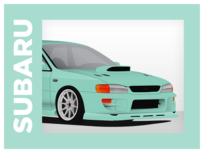 Subaru Impreza GC8 2d illustration auto automotive automotive design car design digital art flat green illustration illustration design mint mint green poster rally stance subaru tuning vector vector art